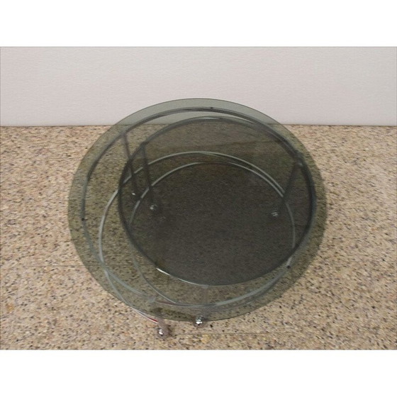 Image 1 of Tavolini impilabili vintage in acciaio cromato e cristallo, 1970