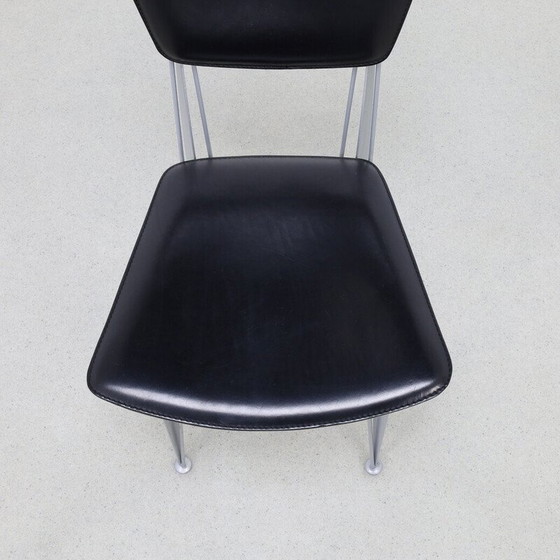 Image 1 of Set of 4 vintage leather dining chairs by Studio Archirivolto for Fasem, 1980
