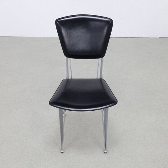Image 1 of Set of 4 vintage leather dining chairs by Studio Archirivolto for Fasem, 1980