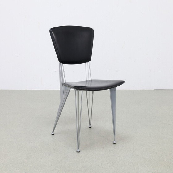 Image 1 of Set of 4 vintage leather dining chairs by Studio Archirivolto for Fasem, 1980
