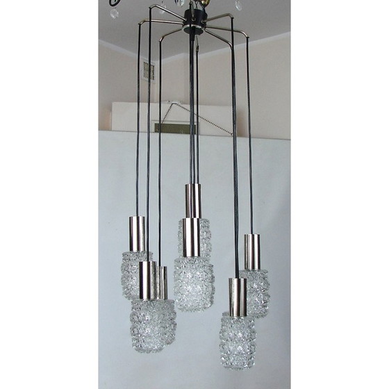 Image 1 of Vintage Bauhamp Leuchten Neheum type 421 cascade chandelier