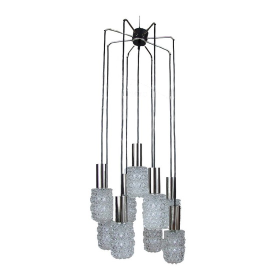 Image 1 of Vintage Bauhamp Leuchten Neheum type 421 cascade chandelier