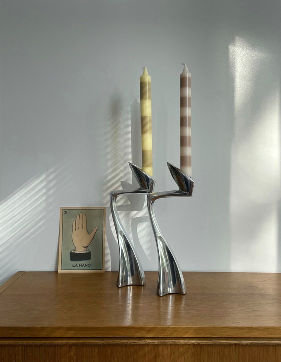 Image 1 of 2x Matthew Hilton Design SWAN candlesticks