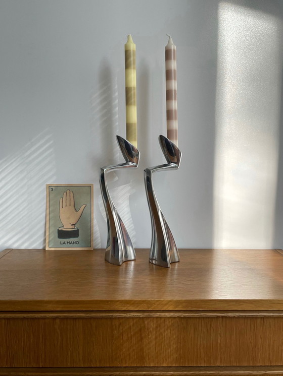 Image 1 of 2x Matthew Hilton Design SWAN candlesticks