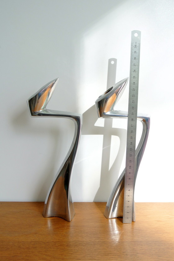 Image 1 of 2x Matthew Hilton Design SWAN candlesticks