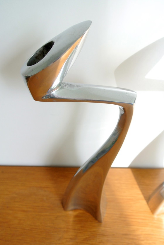 Image 1 of 2x Matthew Hilton Design SWAN candlesticks