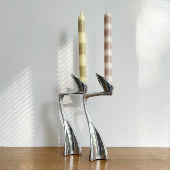 Image 1 of 2x Matthew Hilton Design SWAN candlesticks