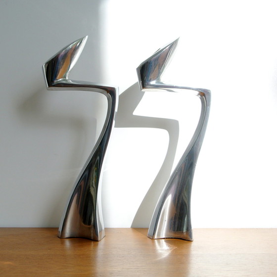 Image 1 of 2x Matthew Hilton Design SWAN candlesticks