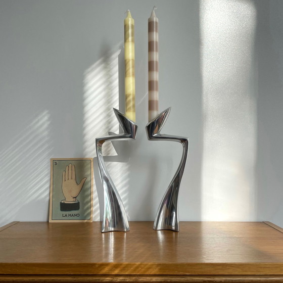 Image 1 of 2x Matthew Hilton Design SWAN candlesticks