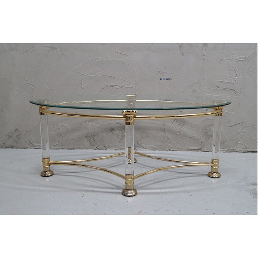 Vintage Italian oval coffee table, 1970