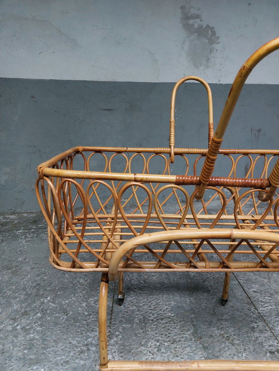 Image 1 of Mid-century rattan cradle