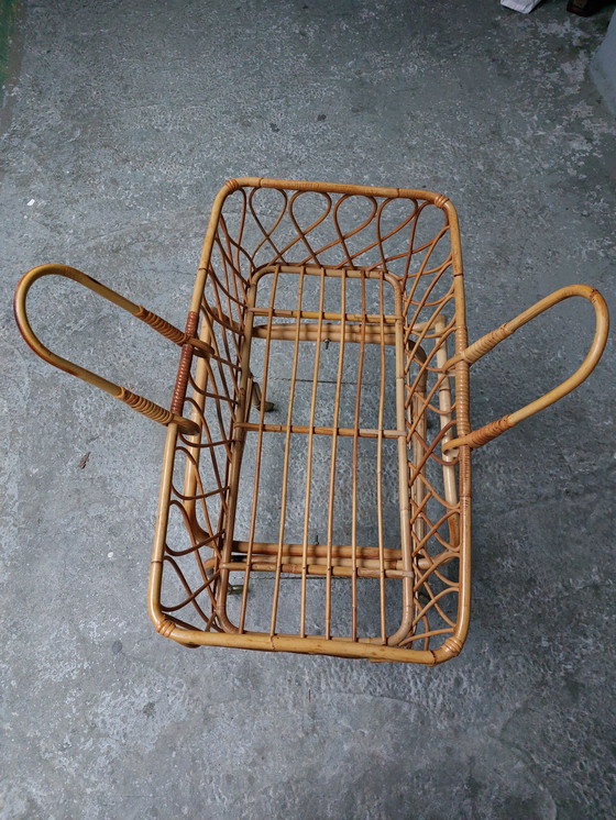 Image 1 of Mid-century rattan cradle