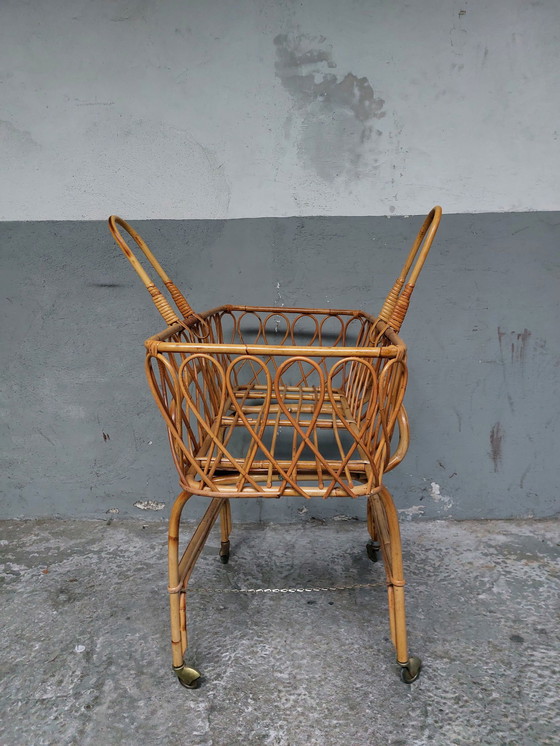 Image 1 of Mid-century rattan cradle