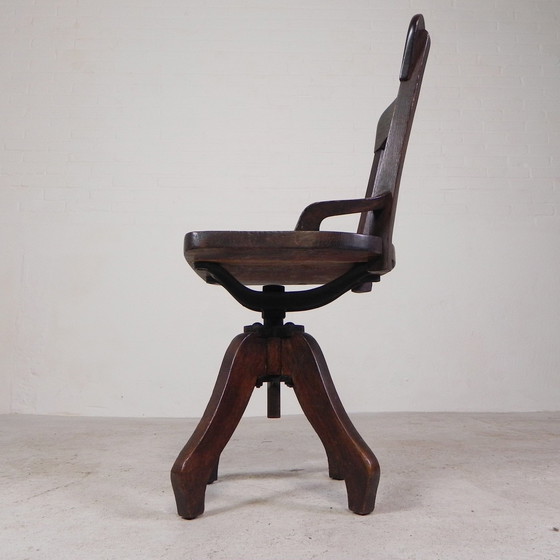 Image 1 of Oak Desk Chair, Studio Chair, Height Adjustable, 1930s