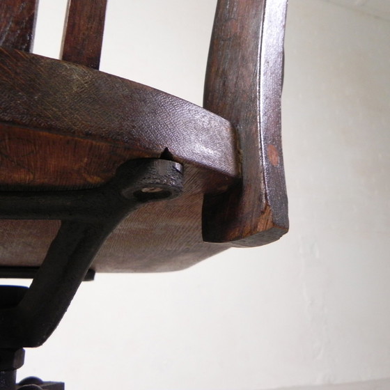 Image 1 of Oak Desk Chair, Studio Chair, Height Adjustable, 1930s