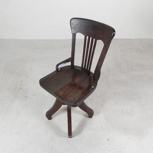 Oak Desk Chair, Studio Chair, Height Adjustable, 1930s