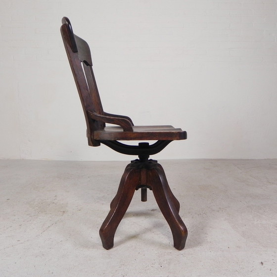 Image 1 of Oak Desk Chair, Studio Chair, Height Adjustable, 1930s