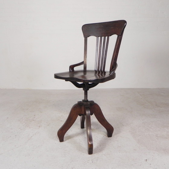 Image 1 of Oak Desk Chair, Studio Chair, Height Adjustable, 1930s