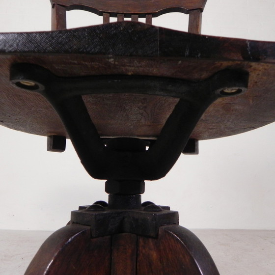 Image 1 of Oak Desk Chair, Studio Chair, Height Adjustable, 1930s