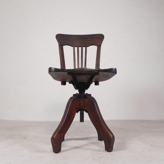 Image 1 of Oak Desk Chair, Studio Chair, Height Adjustable, 1930s