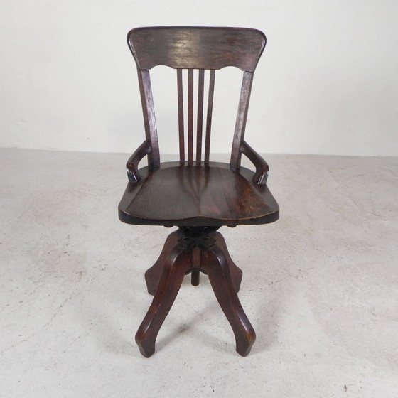 Image 1 of Oak Desk Chair, Studio Chair, Height Adjustable, 1930s