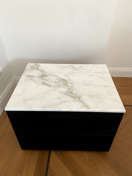 Image 1 of 2x Porro Modern Nightstands Black/Marble