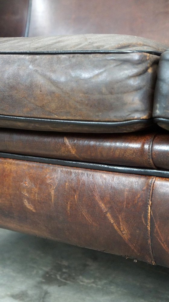 Image 1 of Sheep leather 2 seater club sofa