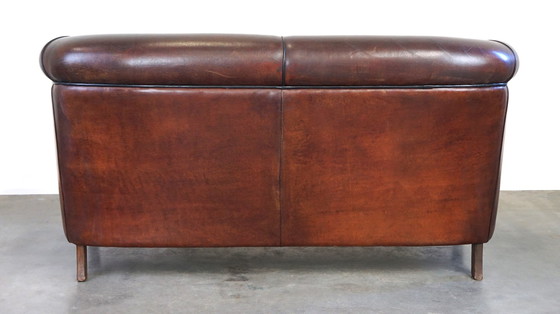 Image 1 of Sheep leather 2 seater club sofa