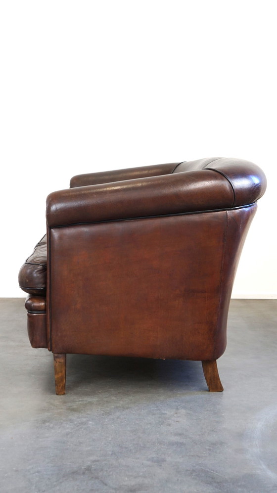 Image 1 of Sheep leather 2 seater club sofa