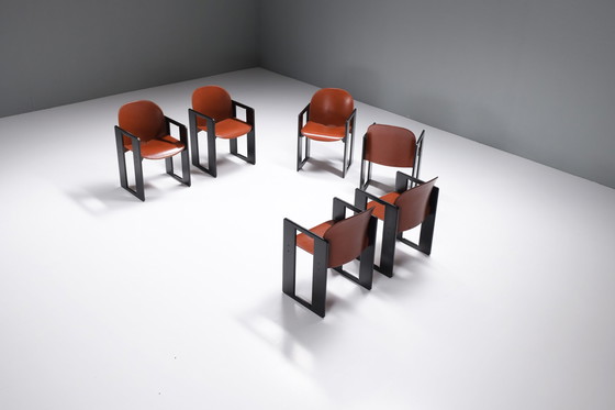 Image 1 of Dialogo dining chairs in burgundy leather by Afra e Tobia Scarpa for B&B Italia