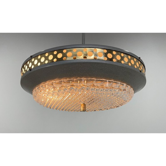 Image 1 of Vintage space age metal and brass pendant lamp by L'Udib Bratislava, Czechoslovakia 1960