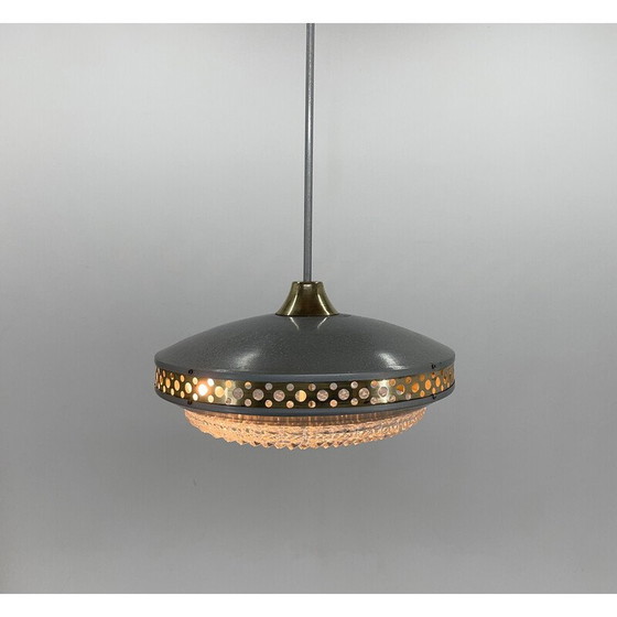 Image 1 of Vintage space age metal and brass pendant lamp by L'Udib Bratislava, Czechoslovakia 1960