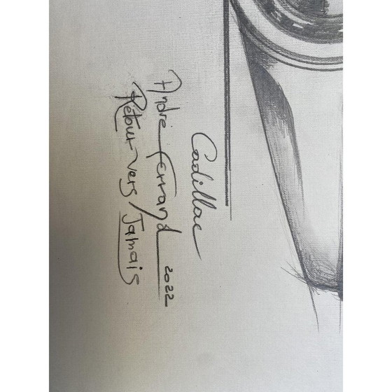 Image 1 of Vintage drawing "back to never" by André Ferrand for Cadillac