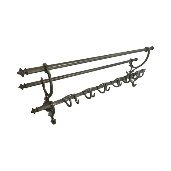 Image 1 of Art Deco - Wall Mounted Coatrack - Metal With Adjustable Hangers