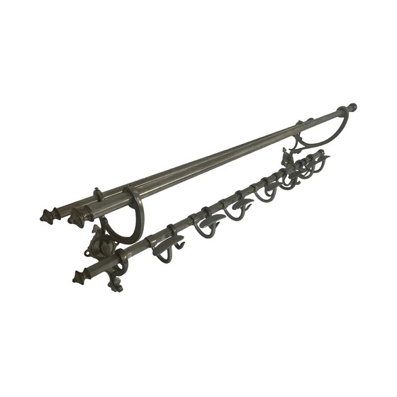 Image 1 of Art Deco - Wall Mounted Coatrack - Metal With Adjustable Hangers