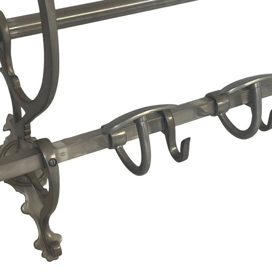 Image 1 of Art Deco - Wall Mounted Coatrack - Metal With Adjustable Hangers