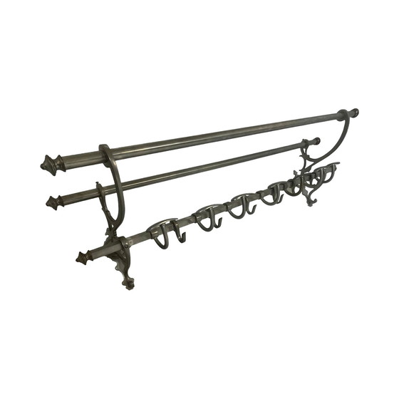 Image 1 of Art Deco - Wall Mounted Coatrack - Metal With Adjustable Hangers