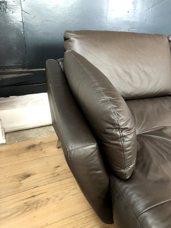 Image 1 of Willi Schillig leather sofa with footstool