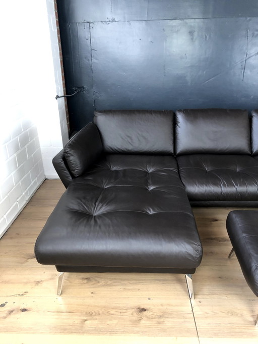 Willi Schillig leather sofa with footstool