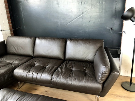 Image 1 of Willi Schillig leather sofa with footstool