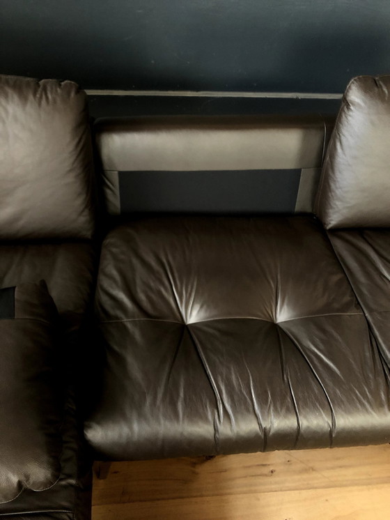 Image 1 of Willi Schillig leather sofa with footstool