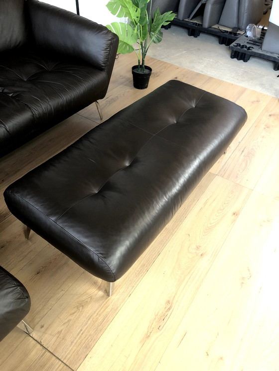 Image 1 of Willi Schillig leather sofa with footstool