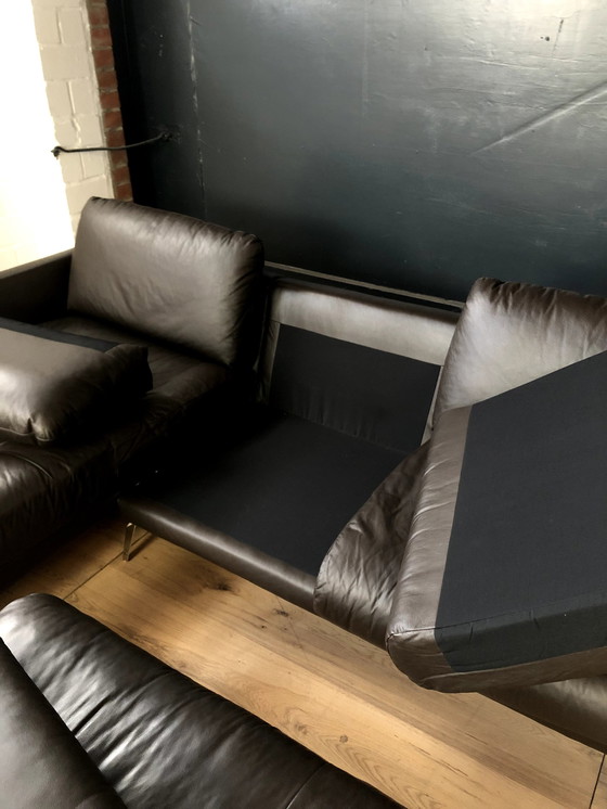 Image 1 of Willi Schillig leather sofa with footstool