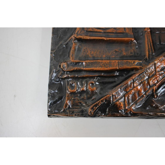 Image 1 of Vintage wall sculpture in copper-plated metal, Czechoslovakia 1972