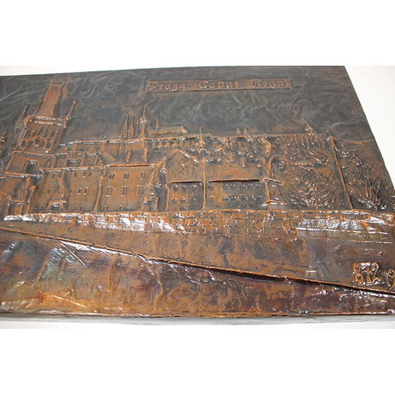 Image 1 of Vintage wall sculpture in copper-plated metal, Czechoslovakia 1972