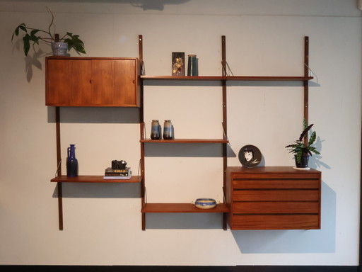 Système mural vintage Poul Cadovius en teck