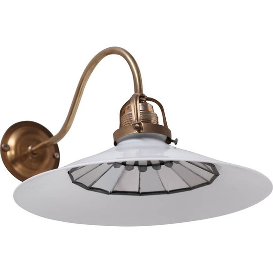 Image 1 of Lampade da parete vintage in opalino, ottone e vetro riflettente, Olanda anni '50