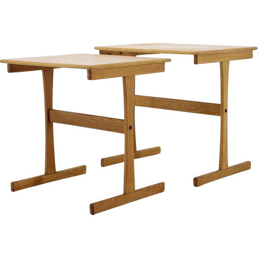 Mid-century oak nesting tables, Denmark 1960s