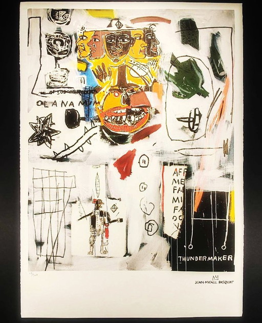 1980S Jean-Michel Basquiat Limites Edition Lithograph Numbered In Pencil - Jean-Michel Basquiat Foundation.