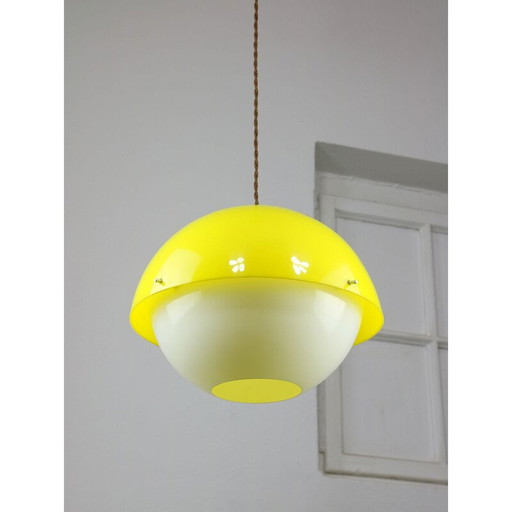 Vintage Space Age pendant lamp in yellow plexiglass, 1970